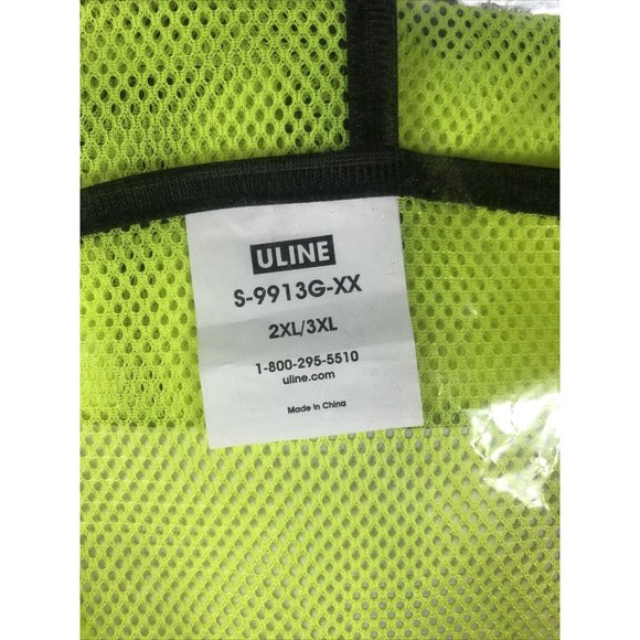 Uline High Visibility Safety Vest Reflective Yellow Line Size 2X To 3X Large - Picture 2 of 8